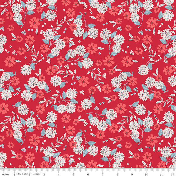 Land of The Brave Floral C13142-RED by My Mind's Eye- Riley Blake Designs- 1 Yard