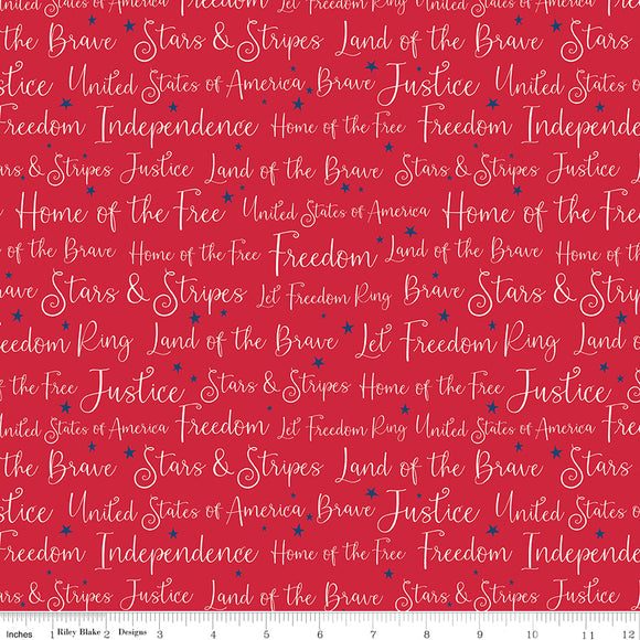Land of The Brave Words C13144-RED by My Mind's Eye- Riley Blake Designs- 1 Yard