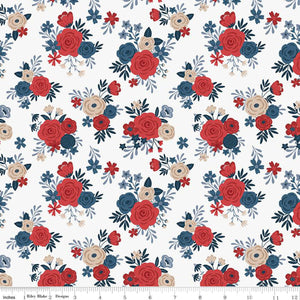 Red, White and True Bouquet C13181-OFFWHITE by Dani Mogstad for Riley Blake Fabric- 1 Yard