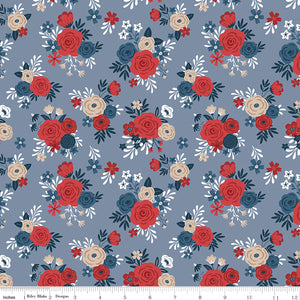 Red, White and True Bouquet C13181-STONE  by Dani Mogstad for Riley Blake Fabric- 1 Yard