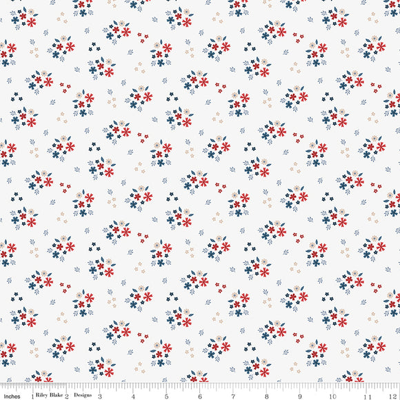 Red, White and True Ditzy C13184-OFFWHITE by Dani Mogstad for Riley Blake Fabric- 1 Yard
