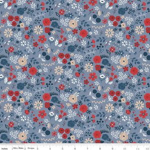 Red, White and True Floral C13185-STONE by Dani Mogstad for Riley Blake Fabric- 1 Yard
