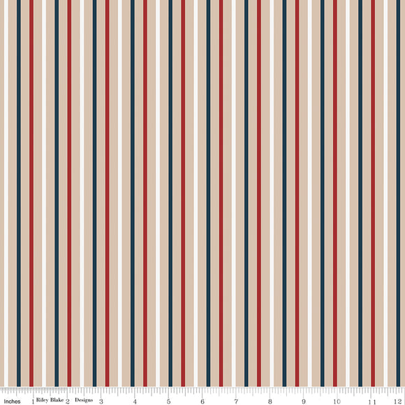 Red, White and True Stripes C13188-BEACH by Dani Mogstad for Riley Blake  Fabric- 1 Yard