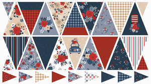 Red, White and True Banner Panel by Dani Mogstad for Riley Blake Fabric- 24" x 43 1/2"