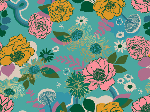 Reverie Meander Metallic Succulent RS0047 15M by Melody Miller for Ruby Star Society- Moda- 1/2 Yard