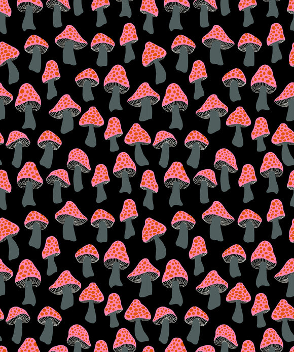 Firefly Mushrooms Black RS2072 15 by Sarah Watts for Ruby Star Society- Moda- 1/2 Yard
