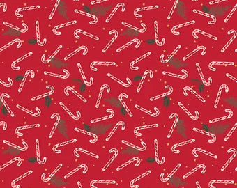 Old Fashioned Christmas Candy Canes C12134-RED  -Riley Blake Designs- 1 Yard